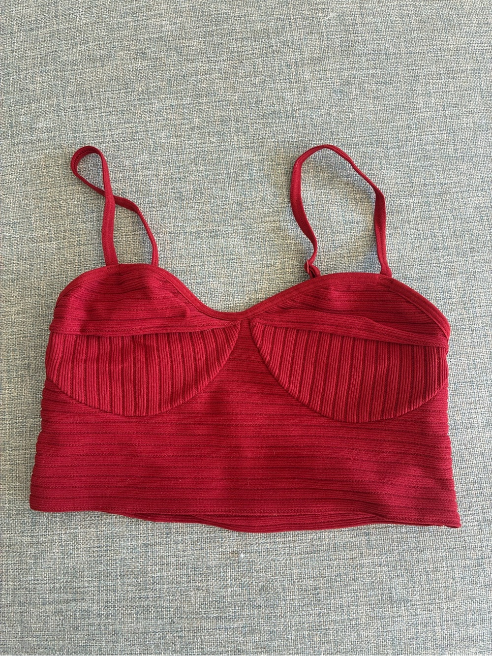 Garage Red Ribbed Bralette Crop Top - Women Intimates